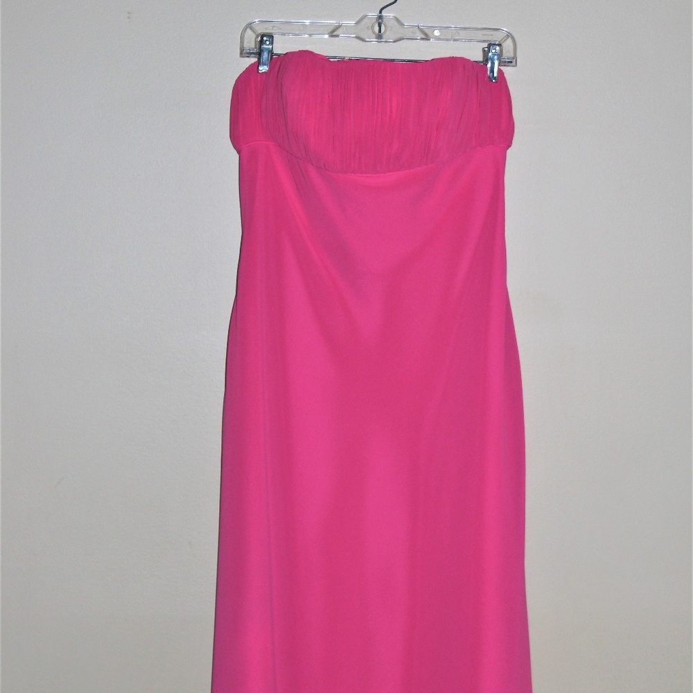 Amsale Pink Strapless Chiffon Dress Size 14